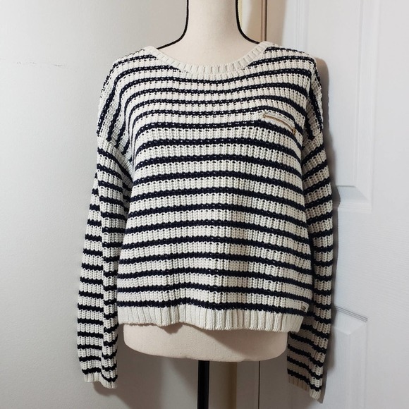Tommy Hilfiger Sweaters - Tommy Hilfiger blue and cream striped sweater